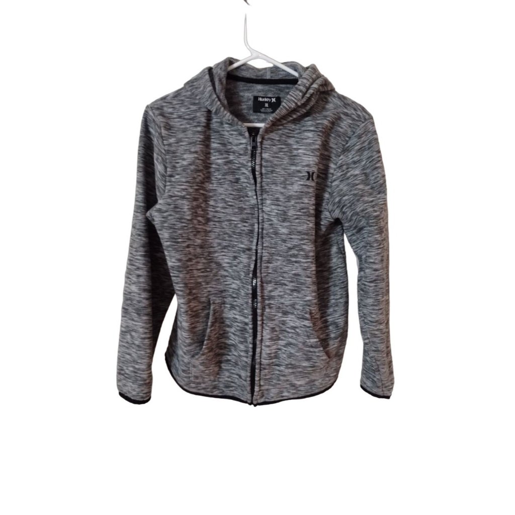 Unisex Hurley Grey & White Zip Up Hoodie Youth Xl